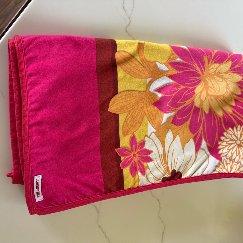 Johnny Was Floral Pink and Yellow beach blanket - Picture 3 of 3